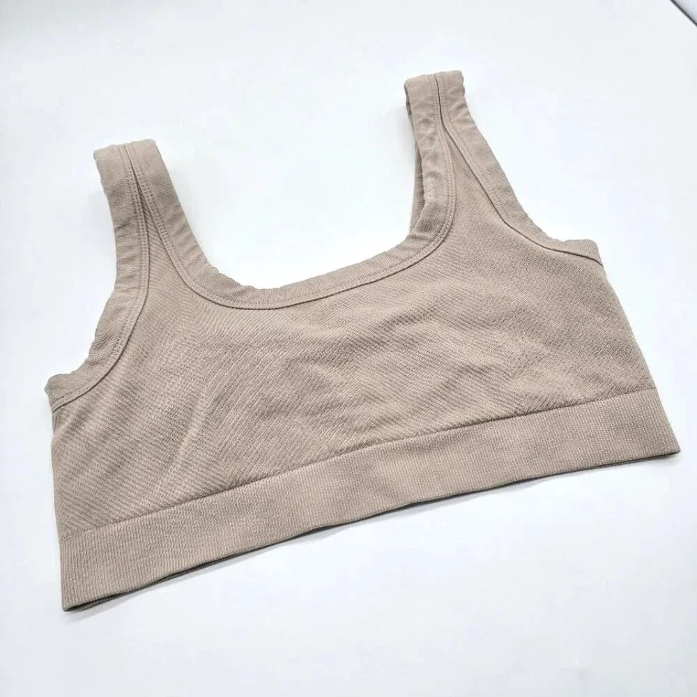 Seamless Sports Bra Small Ribbed Tan Zella